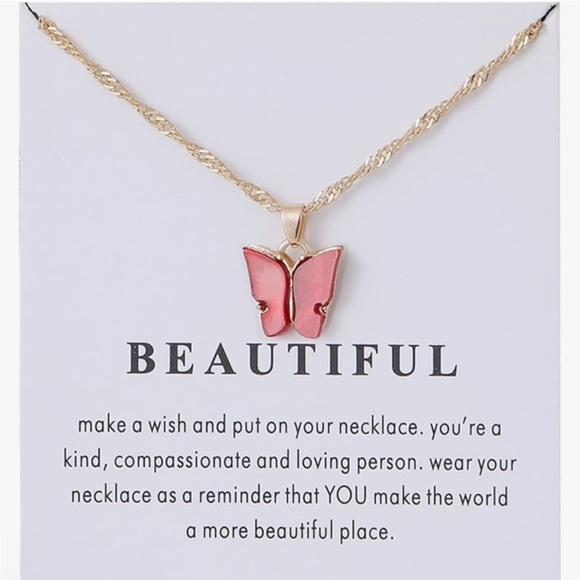 Butterfly Pendant Necklace NWT - Picture 7 of 12